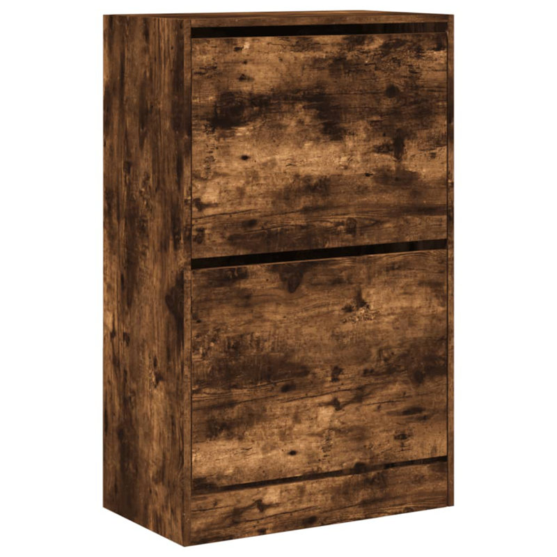 8 Pair Shoe Storage Cabinet, Smoked Oak