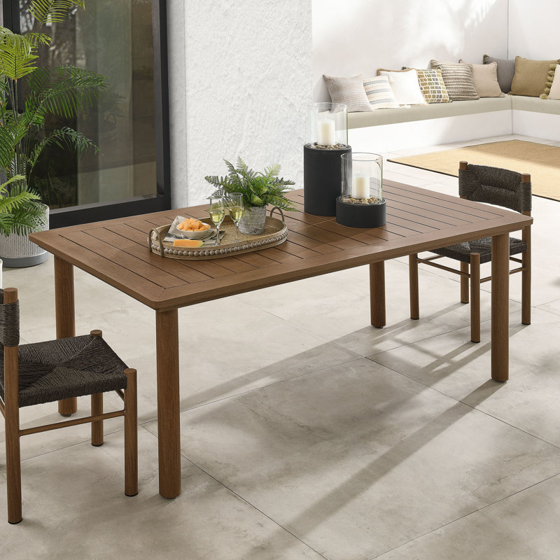 Table de salle à manger d'extérieur en aluminium Parkland, Noyer