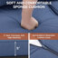 Causeuse de patio en aluminium toutes saisons de 50 po avec coussins bleus épais et structure noire-237960958-237960946