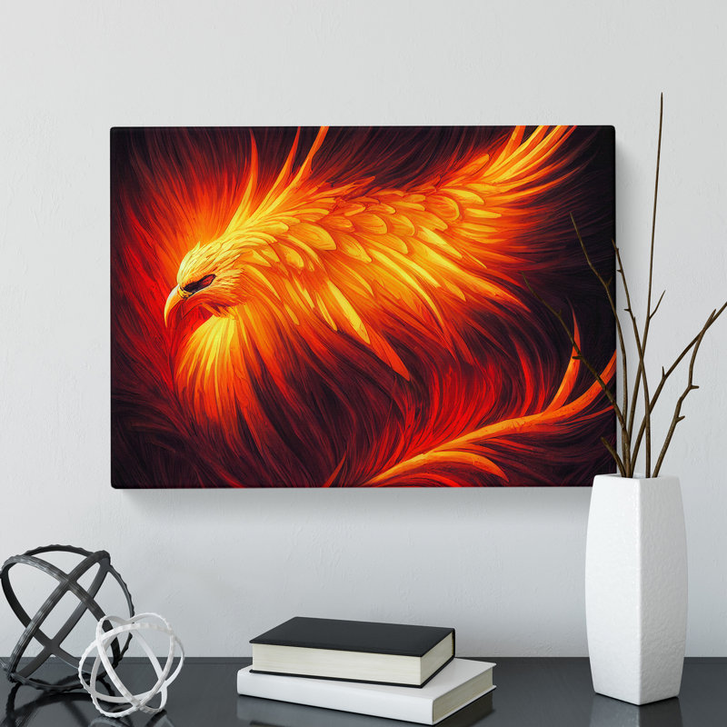 Powerful Phoenix Bird - Wrapped Canvas Print, 35cm H x 50cm W x 3cm D