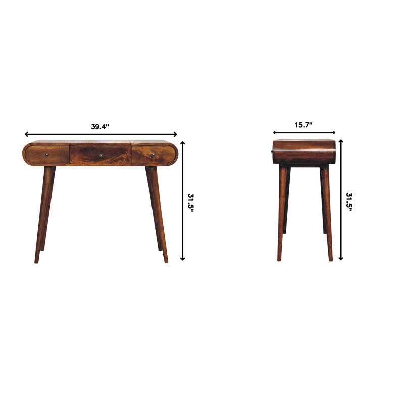 Table miroir pliable pour chambre à coucher, Châtaignier