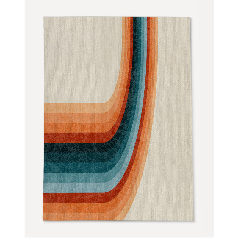Tapis de chaise rectangulaire Serrai, Orange / turquoise / beige, H 36 po x l 60 po
