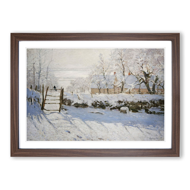 The Magpie by Claude Monet - Picture Frame Painting, 36cm H x 48cm W x 2cm D, Walnut Framed
