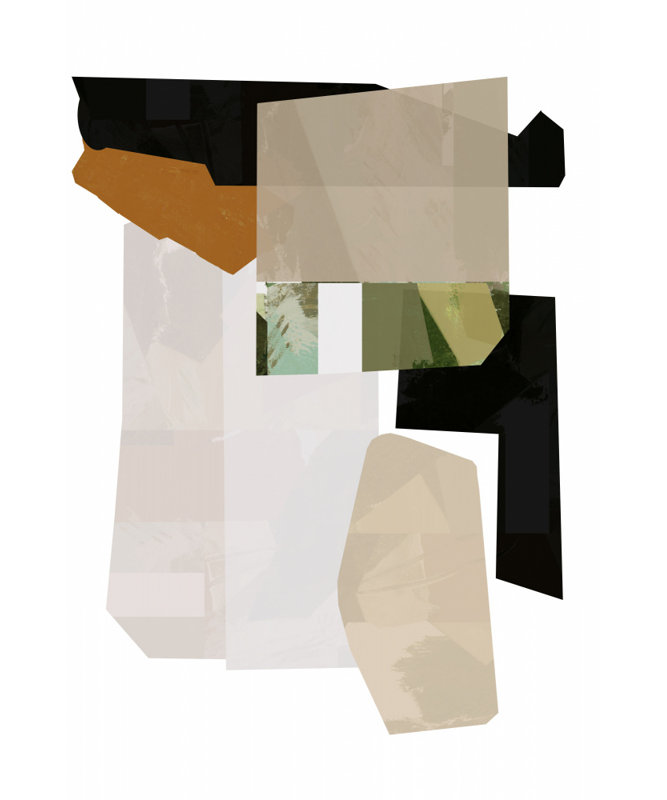 Earthy Geometric Collage by Cartissi — Abstract Wall Art, 12 × 18, Framed Print, Black