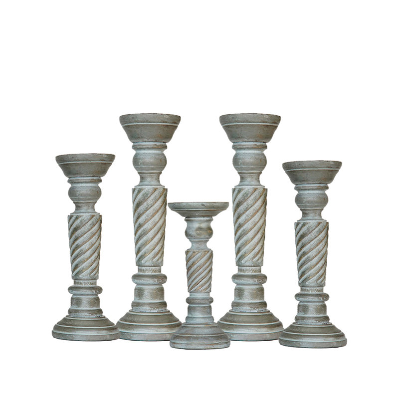 15'' H Wood Tabletop Pillar, Antique Dusk