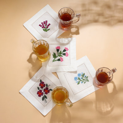 Serviettes de table brodées FloralFête