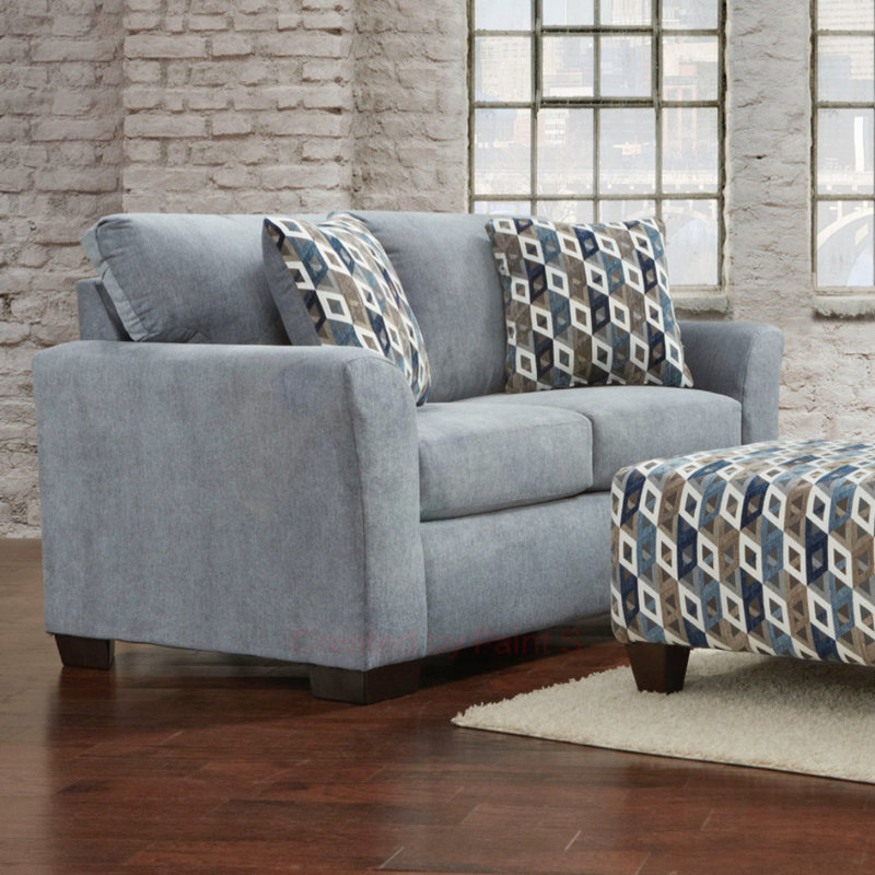 Canapé Elinaire, 2, Mélange de polyester crépuscule, Bleu marine / beige géométrique