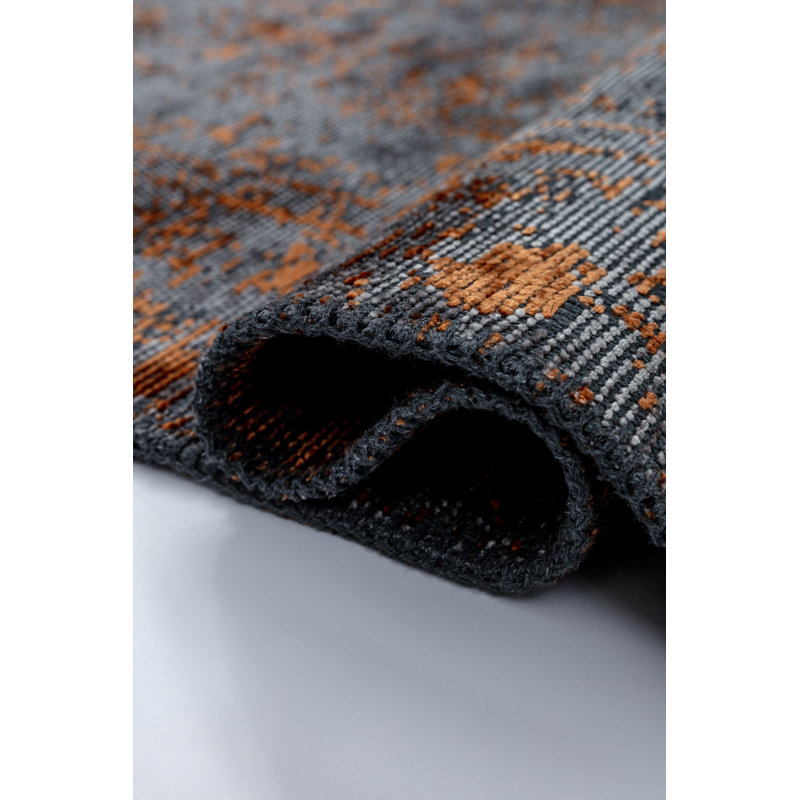 Rapture Black/Orange Abstract Luxury Area Rug, Rectangle 7'10" x 11'2"