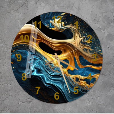 Horloge murale silencieuse en verre trempé de style abstrait