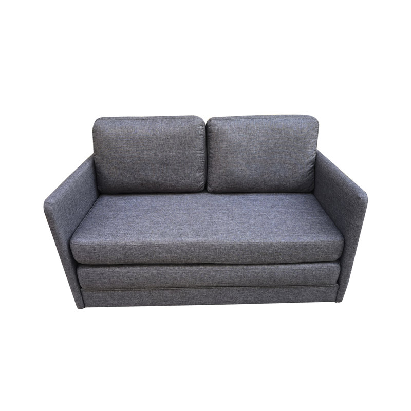 Canapé-lit à accoudoir carré 51 po Millsaps, Mélange de polyester gris foncé