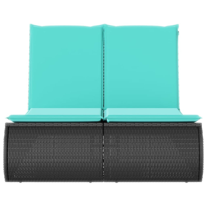 Double bain de soleil double avec coussins, Coussin bleu / cadre noir