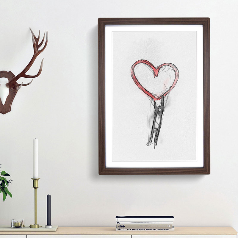 Holding on to Love in Abstract - Picture Frame Graphic Art Print, 87cm H x 62cm W x 2cm D, Walnut Framed