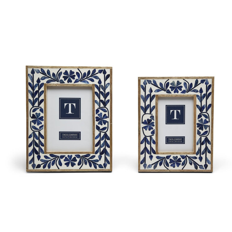 Blue Belle Set Of 2 Bone Inlay Photo Frame