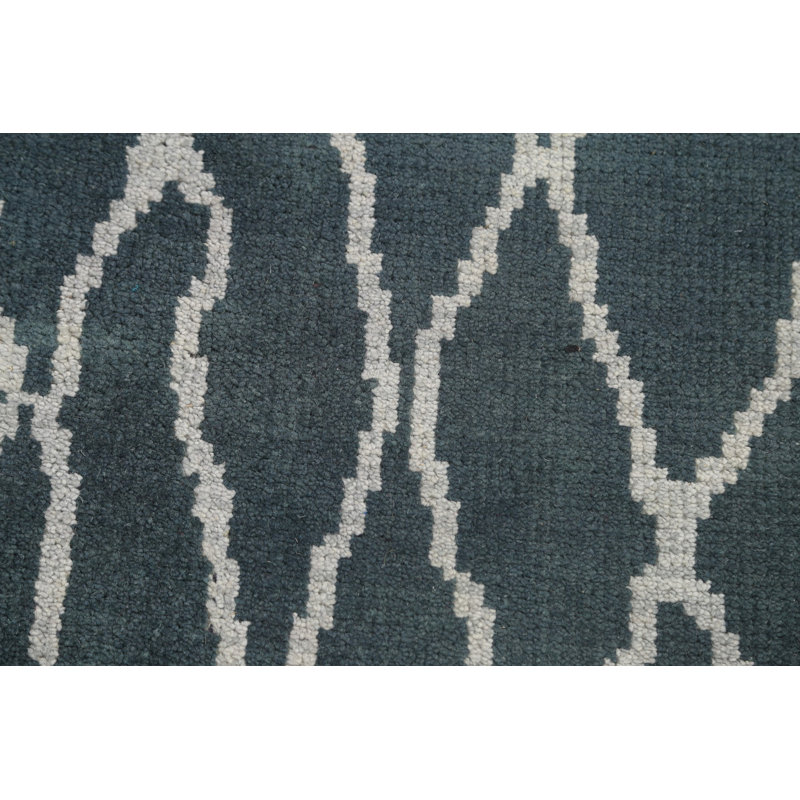 Tapis gris noué à la main de conception unique 5 pi 3 po x 7 pi 11 po New Age