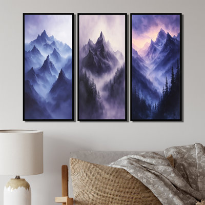 Misty Peaks In The Twilight III - Collection d'art mural paysage de montagnes