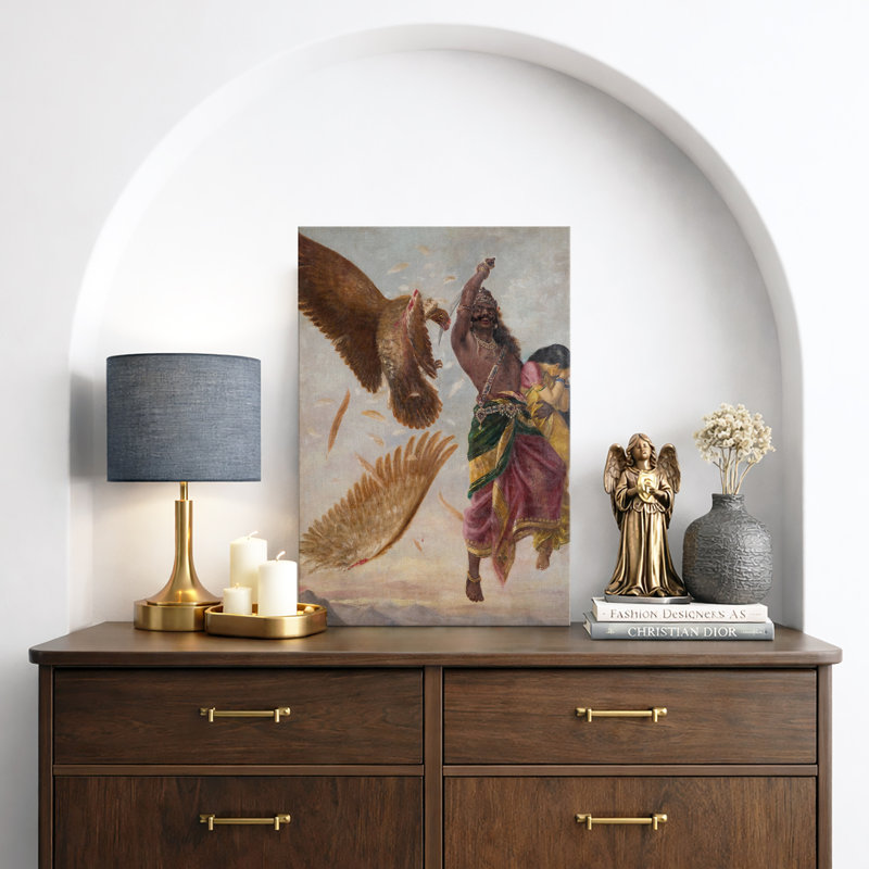 «Epic Myth and Fallen», œuvre d'art classique sur scène allégorique, H 48 po x l 32 po x P 1,5 po, Toile tendue