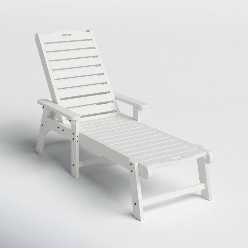 Chaise longue d'extérieur inclinable 78,7 po Alizay, Blanc
