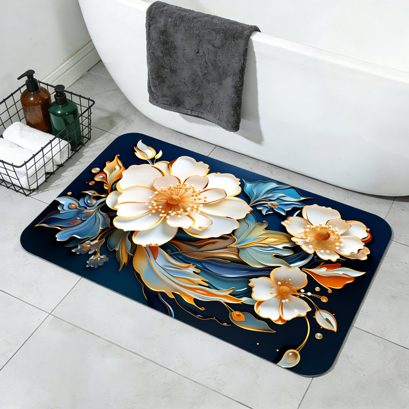 Tapis de bain minces antidérapants lavables à la machine, Simple - L 24 po x l 16 po