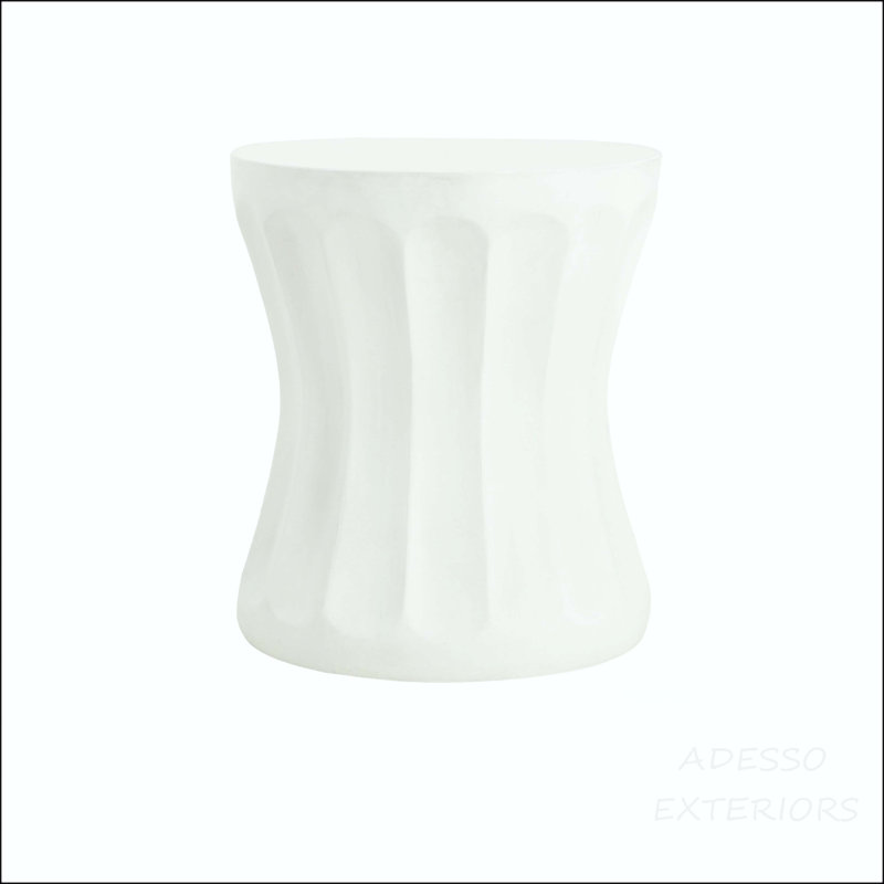 Table d'appoint MGO à taille cintrée avec finition blanc antique, Crème