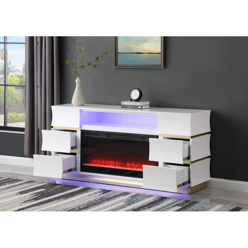 Crédence de rangement l 65 po Marqwan, Blanc