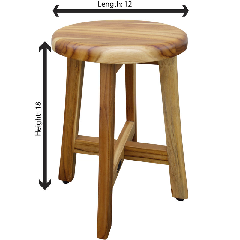 EcoDecors Shoji Teak Shower Stool 18" High Solid Teak Wood Shower Stool/Seat in Earthy Teak