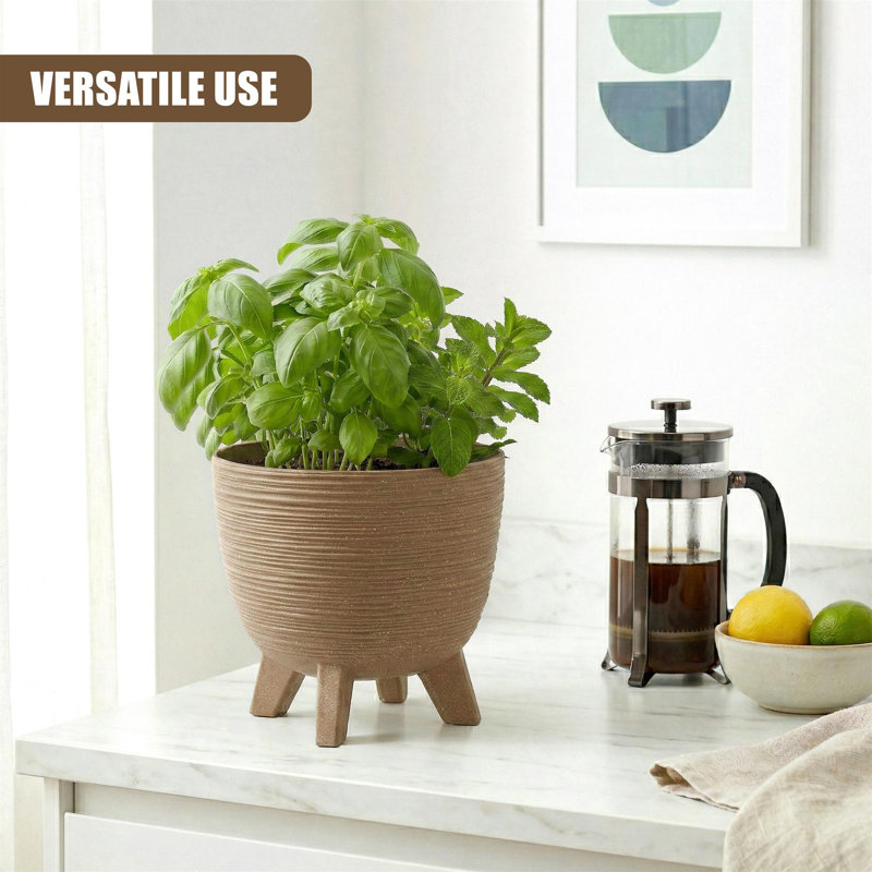 Pot Planter, 19.5cm H x 23.6cm W x 23.5cm D, Brown