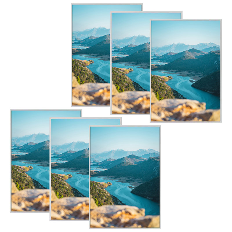 Cadre photo en métal Reckley, cadres photo en aluminium pour fixation sur table et au mur, Argent, 13 po x 19 po