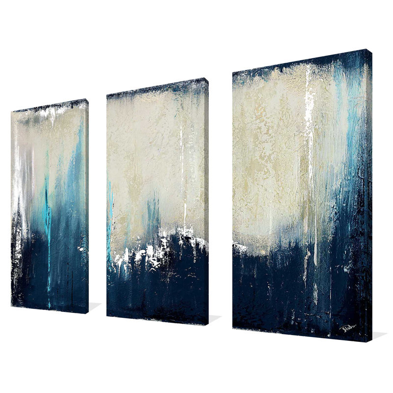 «Marine Blue Illusion I», ensemble de 3 impressions sur toile