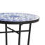 Table d'appoint de patio bleu et noir avec plateau en céramique à motif floral - et pluie, design extérieur d'extérieur dans des teintes de surface bleu noir vieillies,