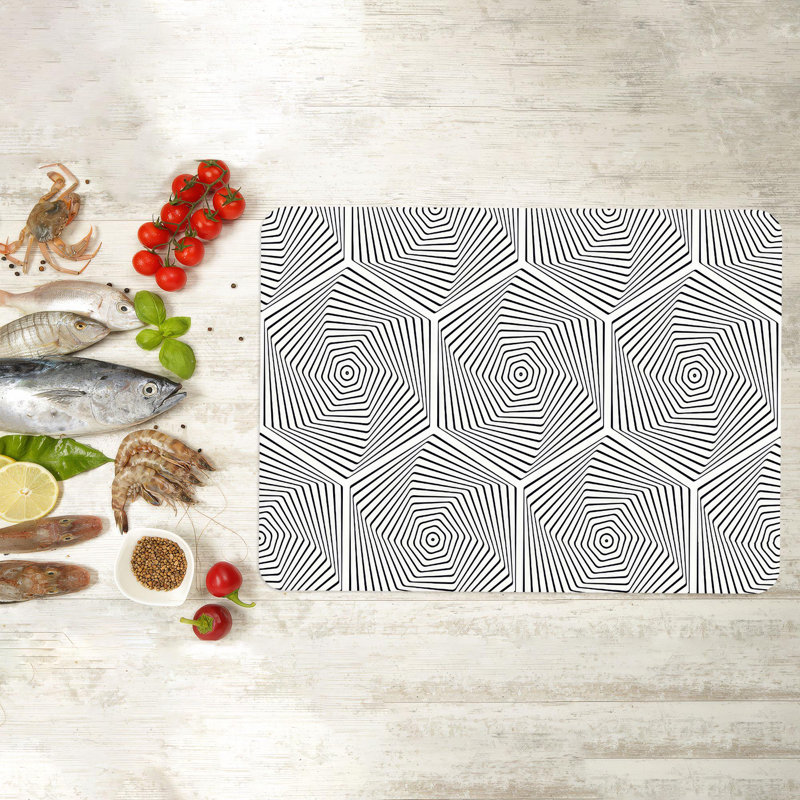 Planche à découper géométrique en verre à motif géométrique avec un design minimaliste pour les cuisines contemporaines