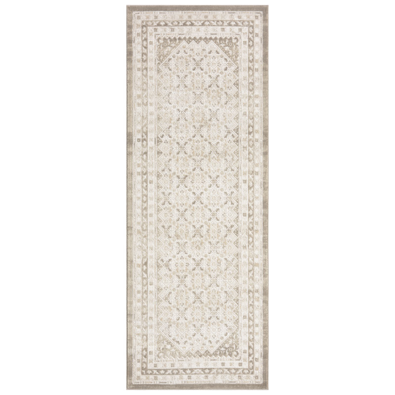 Tapis ivoire / beige à bordure délavée Mirella NICOLE MILLER New York, 2 pi 7 po x 7 pi 2 po