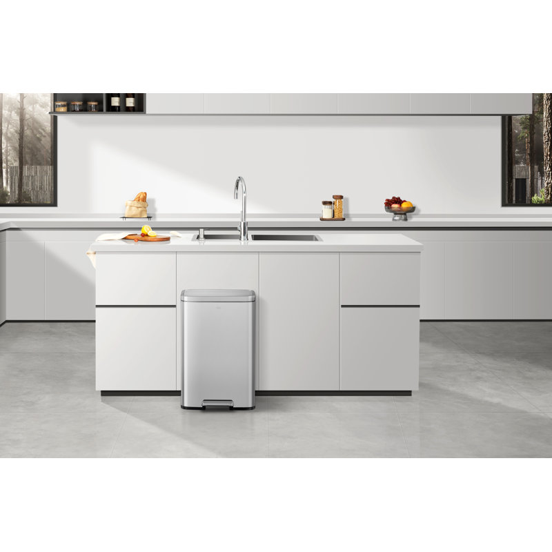 Stainless Steel Step On Kitchen Trash Can, 30, 62.5" H x 33.3" W x 31" D