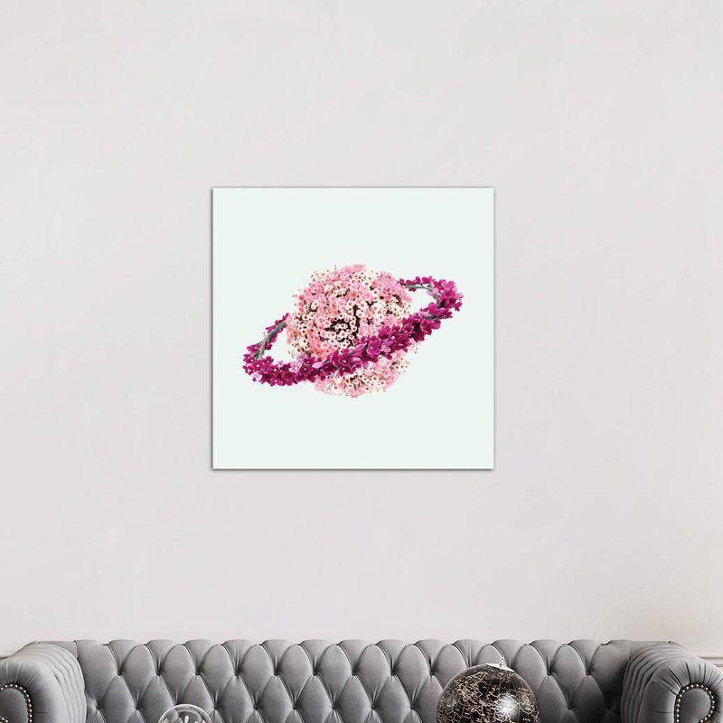 Floral Planet by Paul Fuentes - Print on Canvas, 93.98 cm H x 93.98 cm W, Brown Framed