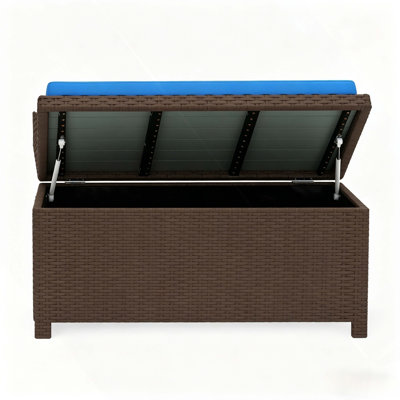 Patio Storage Bench,Garden Storage Bench,Outdoor Wicker Storage Bench