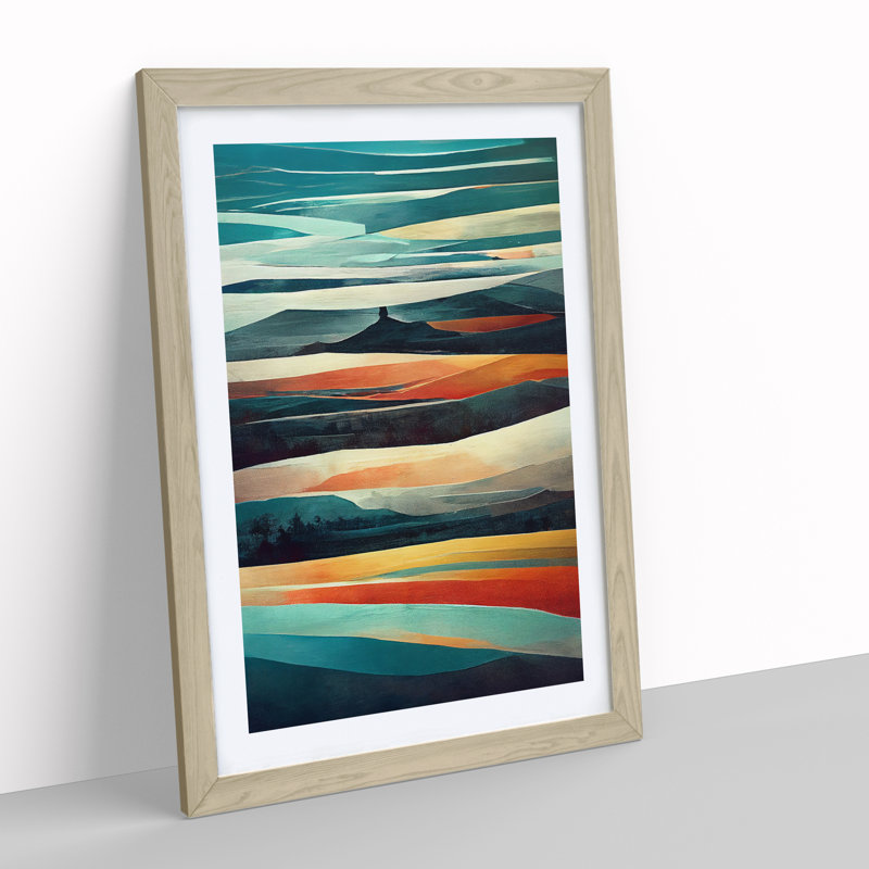 Meadow Landscape Abstract No.1 - Framed Print, 34cm H x 25cm W x 2cm D, Oak