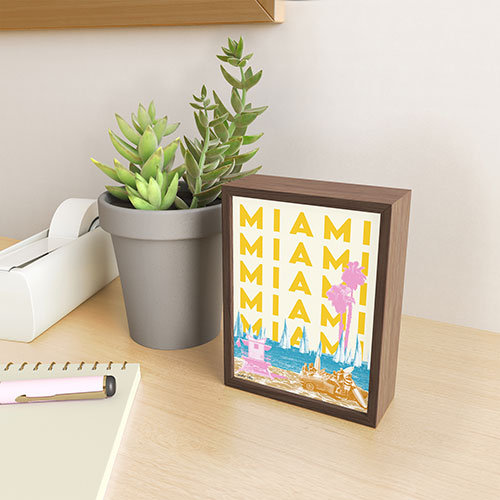 mini-art encadré carolineellisart Miami 2, Brun