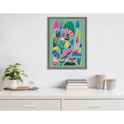 «Mid Century Modern Magic Mushroom» par Rachel Lee 3 Birdies Studio, reproduction d'art sur toile encadrée