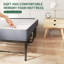 Lit large et pliable avec tête de lit réglable, lit escamotable très long pour les personnes de grande taille, matelas en mousse à mémoire de forme, lit d'invité robuste sur roulettes, lit spacieux