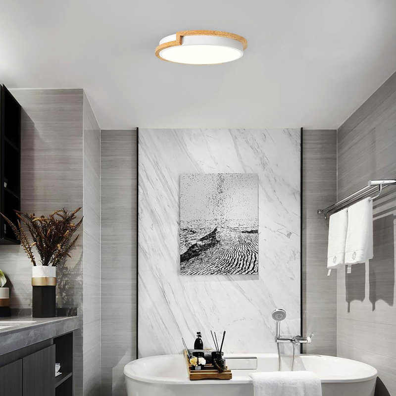 Plafonniers encastrés à DEL à intensité variable en bois, luminaires de couloir 5CCT 2700K-6000K, plafonnier circulaire minimaliste pour entrée de cuisine dans la salle de lavage