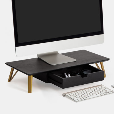 Lameek Wood Monitor Stand With Drawer