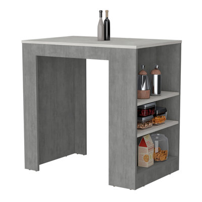 Portree Kitchen Island With 3-Side Shelves