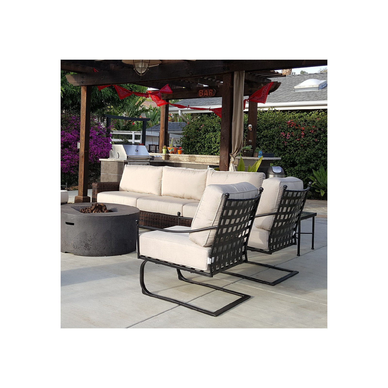Lucier Patio Chair with SunbCushions, Canvas Flax Sunbrella® Canvas