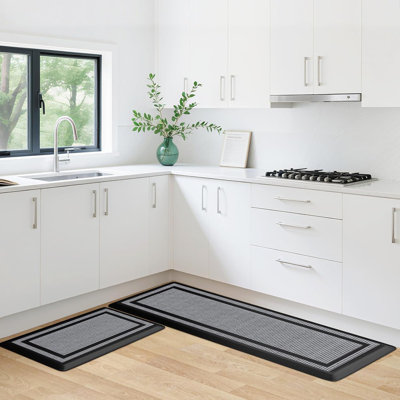 Ensemble de 2 tapis de cuisine rembourrés anti-fatigue pour tapis de cuisine imperméables et antidérapants pour PC, évier, buanderie