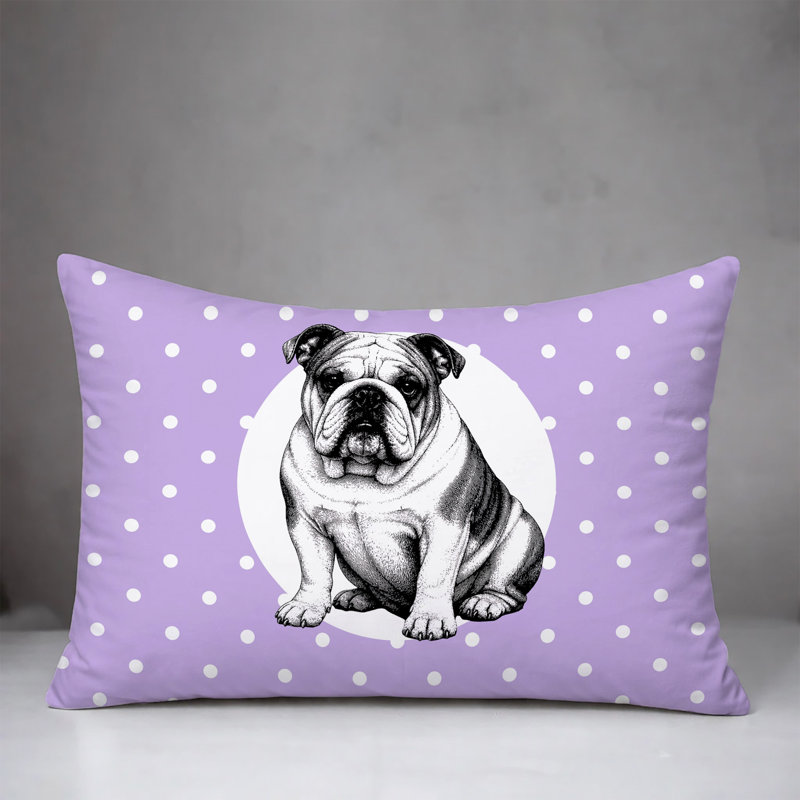 Oreiller réversible intérieur / extérieur Bulldog, 20 po x 14 po, Lavande