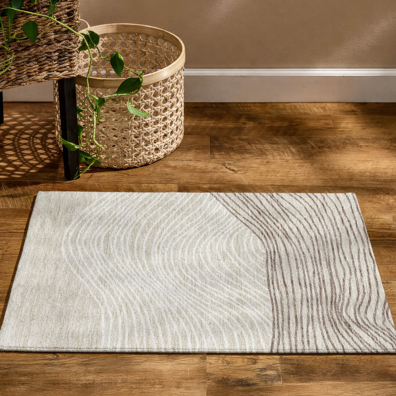 Premium Machine Washable Mayfield AMF2350 Stripes Rug, 1'8" x 2'6", Beige