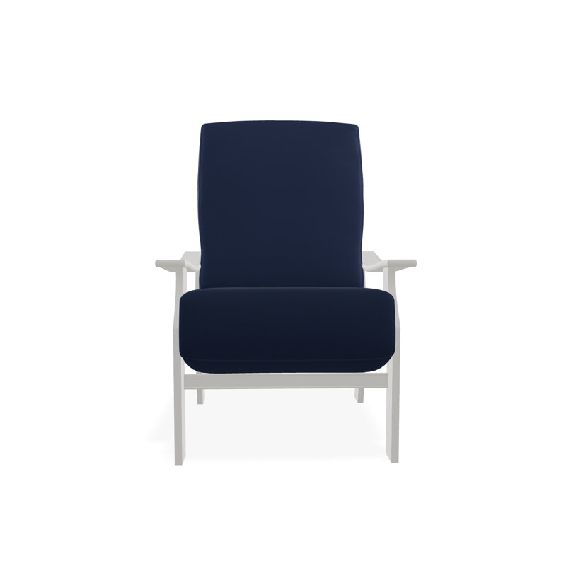 St. Catherine Marine Grade Polymer Deep Seating Cushion Arm Chair, Snow, Hither Pewter