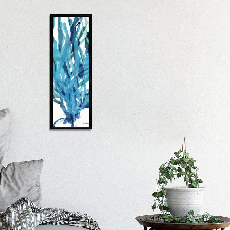 Soft Seagrass In Blue II by Stellar Design Studio - Panoramic Painting on Canvas, 30.48 cm H x 91.44 cm W