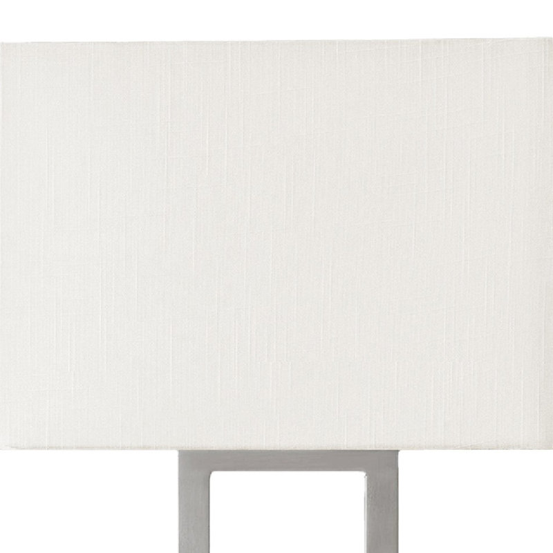 Lampe de table Shelly, port USB, base en métal nickelé, tissu ivoire, Nickel