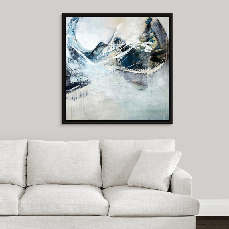 « incurvés activities ii », peinture sur toile, H 37,7 po x l 37,7 po x P 1,75 po, Cadre flottant noir