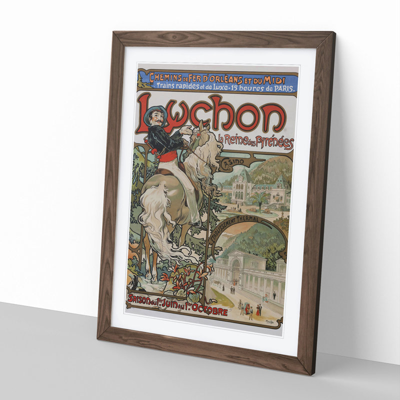 Luchon by Alphonse Mucha - Picture Frame Painting, Walnut Framed, 36cm H x 27cm W x 2cm D